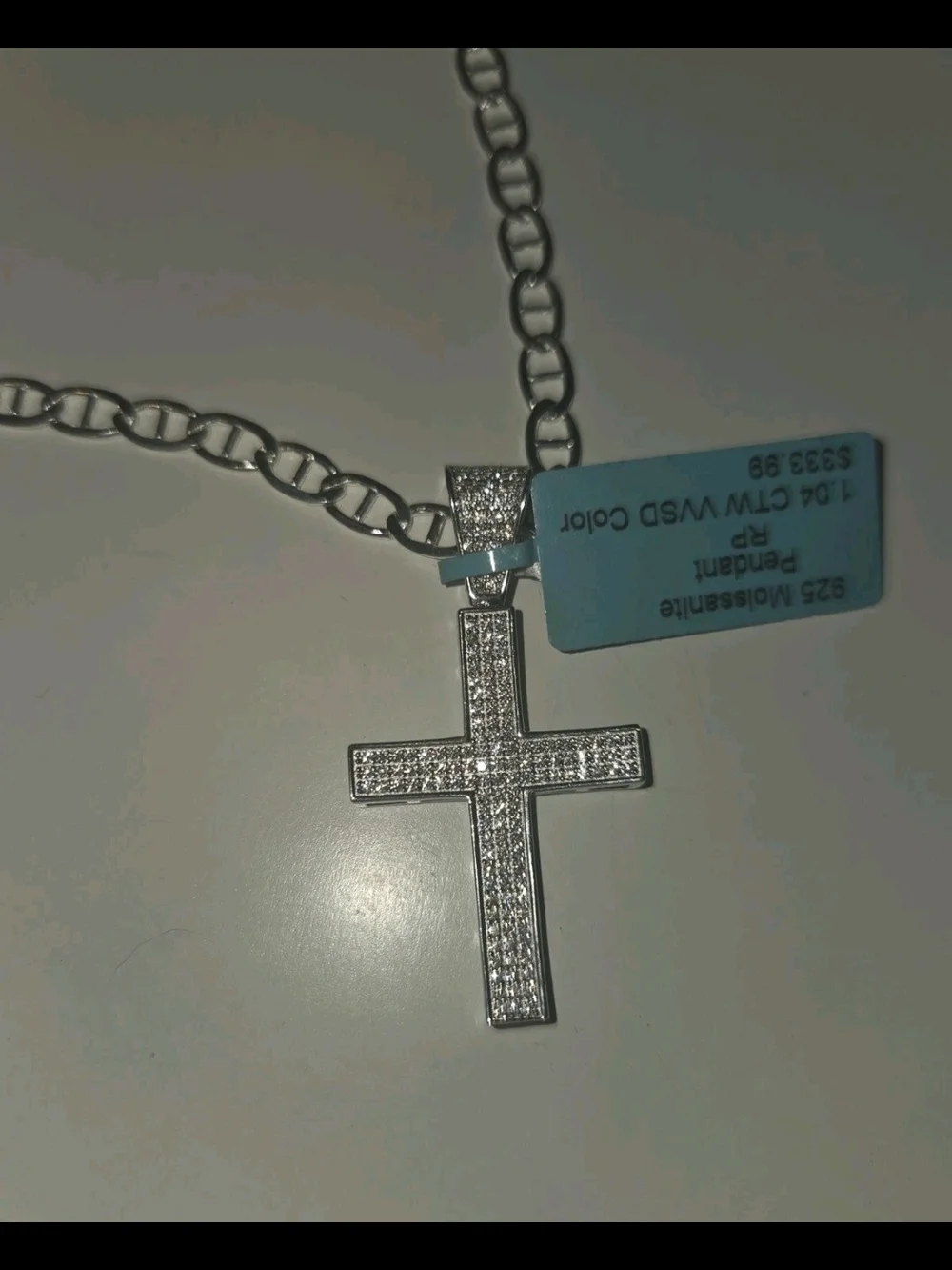 925 Sterling Silver 22in 5.2mm Mariner 7in 4.4mm Bracelet And Mossinate Cross